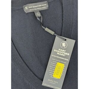 Hart Schaffner Marx Men's Extra Fine Merino Wool VNeck Blue Sweater Size 2XT NWT